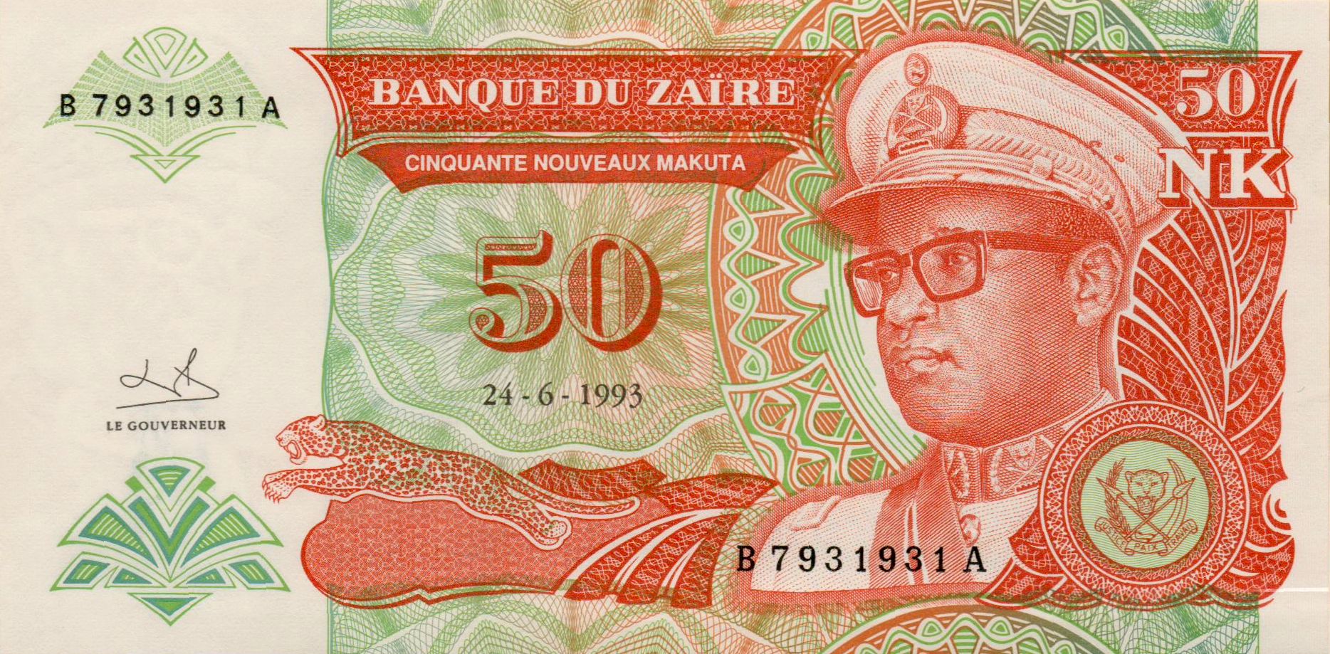 Zaire 50 1993 UNC P-51